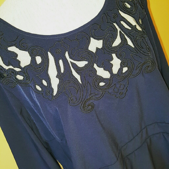 Plus Size Navy Peplum Top - Picture 4 of 4